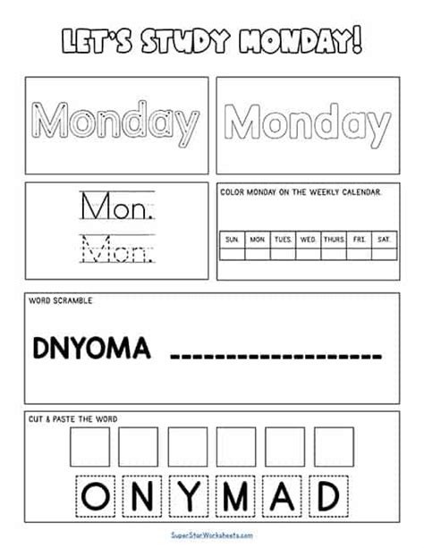 Days of the Week Worksheets - Superstar Worksheets