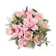 Set of 2 Blush Pink Artificial Mixed Rose Cymbidium Orchid Flower Stem Bush Bouquet 18in - 18" L ...