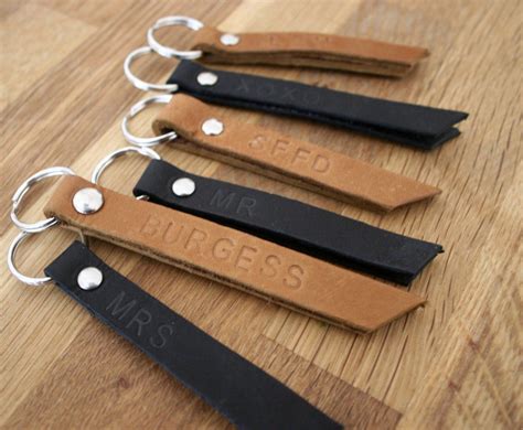 Custom Personalized Leather Key Chain Brown or Black Leather