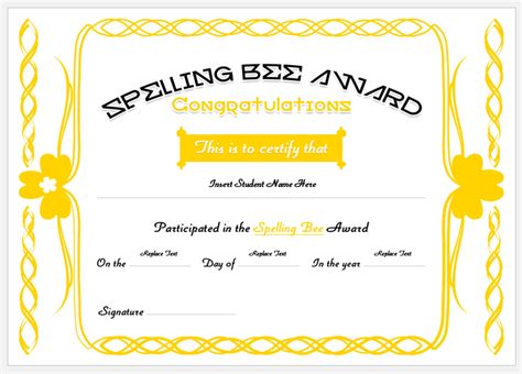 Spelling Bee Award Certificates | Professional Certificate Templates