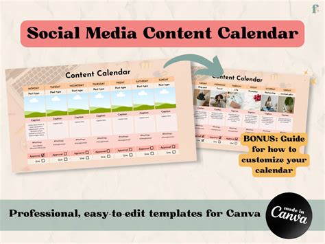 Social Media Content Calendar Blogger Content Calendar Weekly Content ...