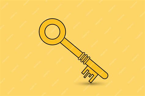 Premium Vector | A yellow key with a shadow on it