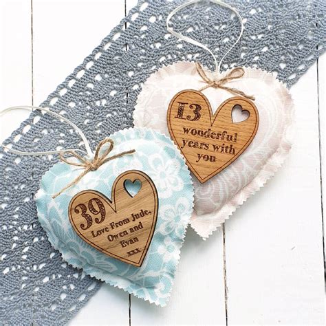 Lace Anniversary Heart With Oak Wood Heart Message By Little Foundry