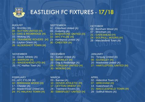 Fixtures 2017/2018