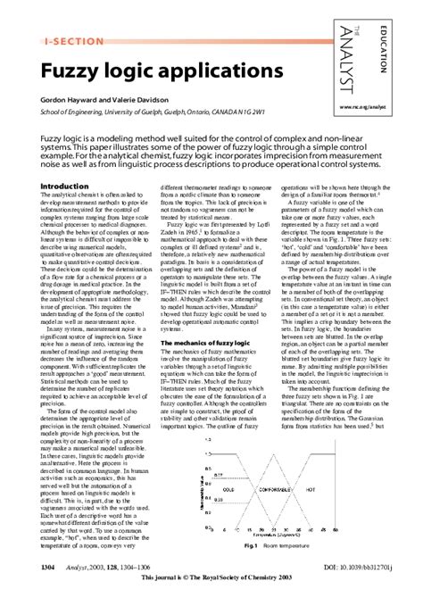 (PDF) Fuzzy logic applications | Valerie Davidson - Academia.edu