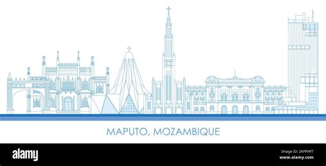 Outline Skyline panorama of city of Maputo, Mozambique - vector ...