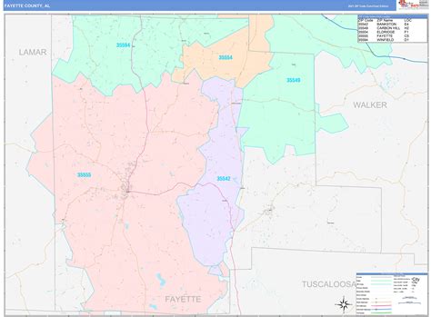 Fayette County, AL Wall Map Color Cast Style by MarketMAPS - MapSales.com