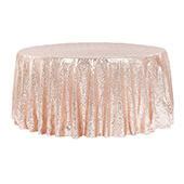 132 Round Sequin Tablecloth - Blush/Rose Gold