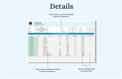 Employee Headcount Spreadsheet Report Template in MS Excel, Google Sheets - Download