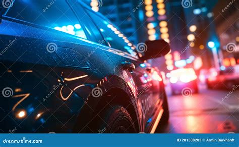 Closeup of a Police Car Lights Switched on Stock Illustration ...