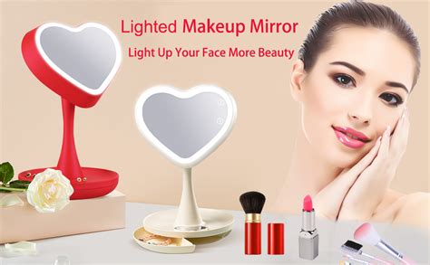 Amazon.com - Lighted Makeup Mirror with Lights Heart Shape LED Makeup Mirror Cosmetic Mirror ...