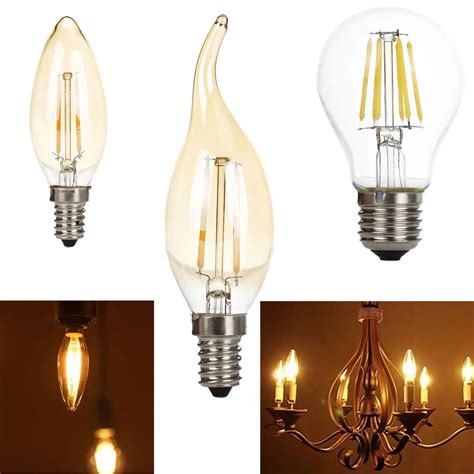 LED Candle Bulb E14 Vintage Flame C35 Filament Light Bulb E27 A60 LED Edison Globe Lamp 3W ...