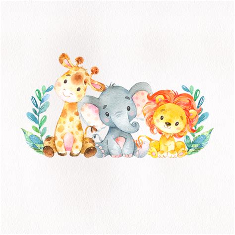 Watercolor Safari Animals Baby Shower Sticker | Zazzle.com | Safari ...