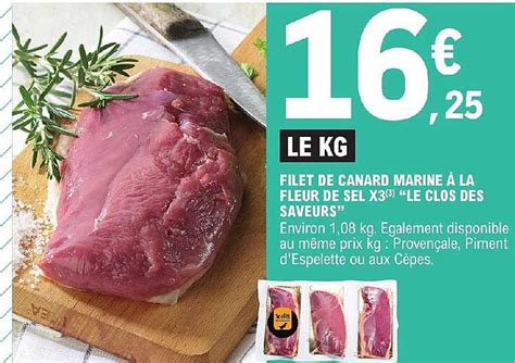 Promo Filet De Canard Marine à La Fleur De Sel X 3 "le Clos Des Saveurs" chez E.Leclerc ...