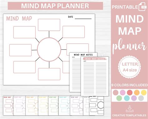 Mind Map Planner | Mind Mapping | Printable Mind Map Template | Brainstorm Ideas | Visual mind ...