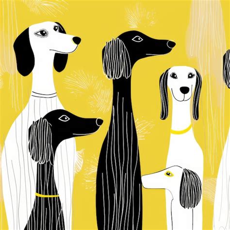 Premium AI Image | Harmonious Hounds A Delicate Black and White Line Drawing with Subtle Contrasts