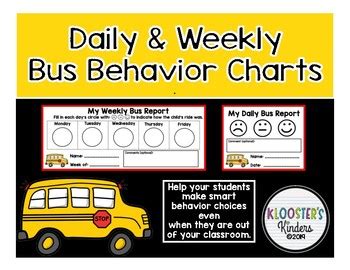 Bus Behavior Chart - Weekly / Daily by Klooster's Kinders | TPT