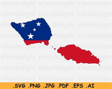 Samoa Map Flag SVG Samoan Cricut Cut File Island Country | Etsy