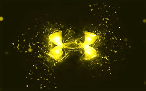 Download wallpapers Under Armour yellow logo, 4k, yellow neon lights ...