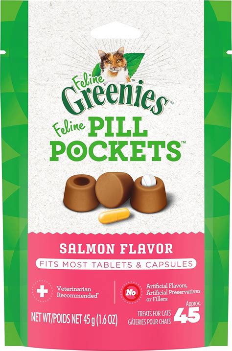 FELINE GREENIES PILL POCKETS for Cats Natural Soft Cat Treats, Salmon ...