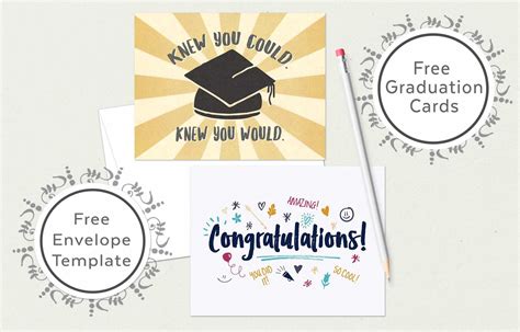 Free Graduation Cards (+ Envelope Template) www.TeepeeGirl.com