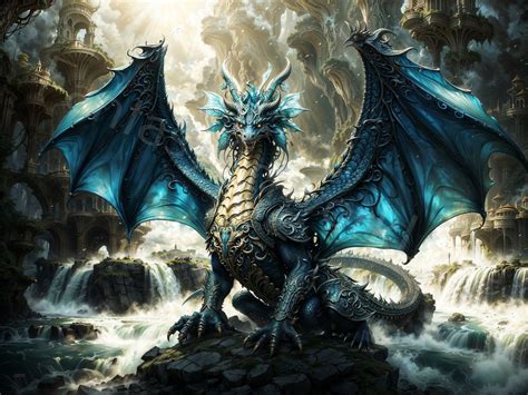 Water Dragon Poster, Blue Dragon, Print, Wall Art, Gift, Picture, Hang ...