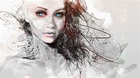 Wallpaper : face, drawing, illustration, digital art, Photoshop, women, portrait, fantasy art ...