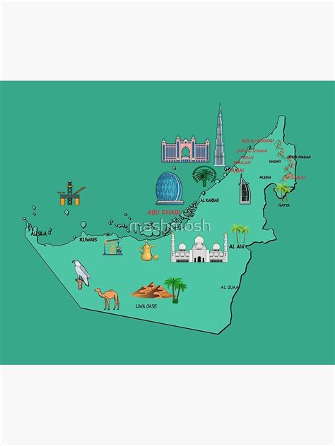 " UAE map, major cities United Arab Emirates national symbols and landmarks " Poster for Sale by ...