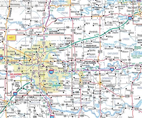 Wegenkaart - landkaart Kansas & Oklahoma | Universal maps ...