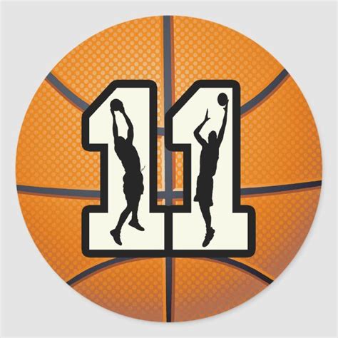 Number 11 Basketball and Players Classic Round Sticker | Zazzle ...