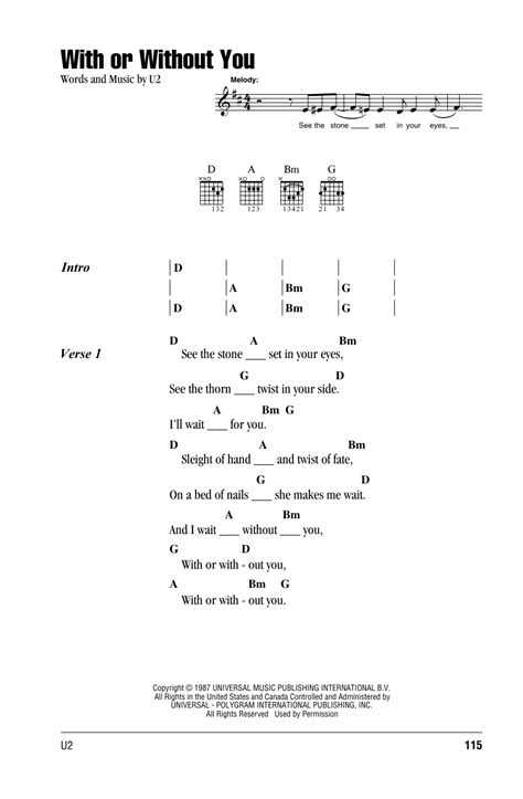 With Or Without You by U2 - Guitar Chords/Lyrics - Guitar Instructor