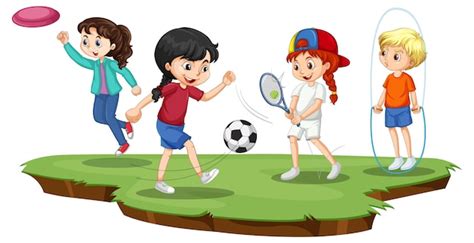 Free Vector | Happy children playing different sports