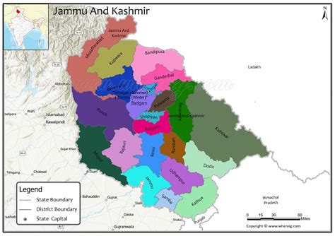 Jammu and Kashmir District Map, List of Districts in Jammu and Kashmir