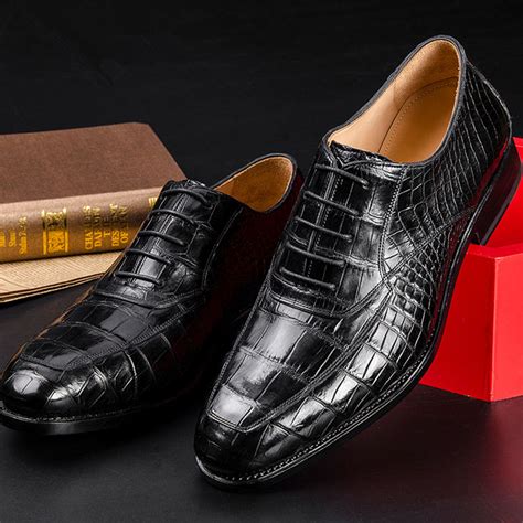 Business Alligator Leather Shoes for Men Genuine Alligator Leather Lace-up Shoes