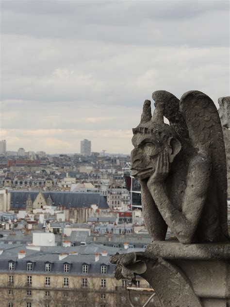 Free Images : rock, view, paris, monument, travel, france, statue, cathedral, tourism, gargoyle ...