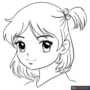 Anime Girl Face Coloring Page | Easy Drawing Guides