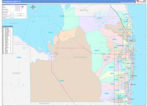 Palm Beach County, FL Wall Map Color Cast Style by MarketMAPS - MapSales