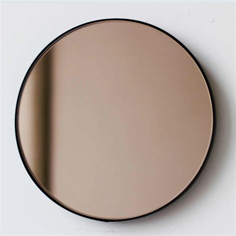 Orbis™ Bronze Tinted Round Contemporary Mirror with a Black Frame | Black mirror frame, Bronze ...