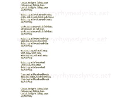 london bridge is falling down lyrics - Sök på Google | Nursery rhymes lyrics, Nursery rhymes, Rhymes