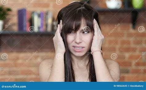 Headache, Frustration, Tense Beautiful Woman Portrait Stock Image - Image of face, symptoms ...