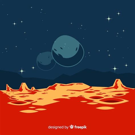 Free Vector | Hand drawn mars landscape background