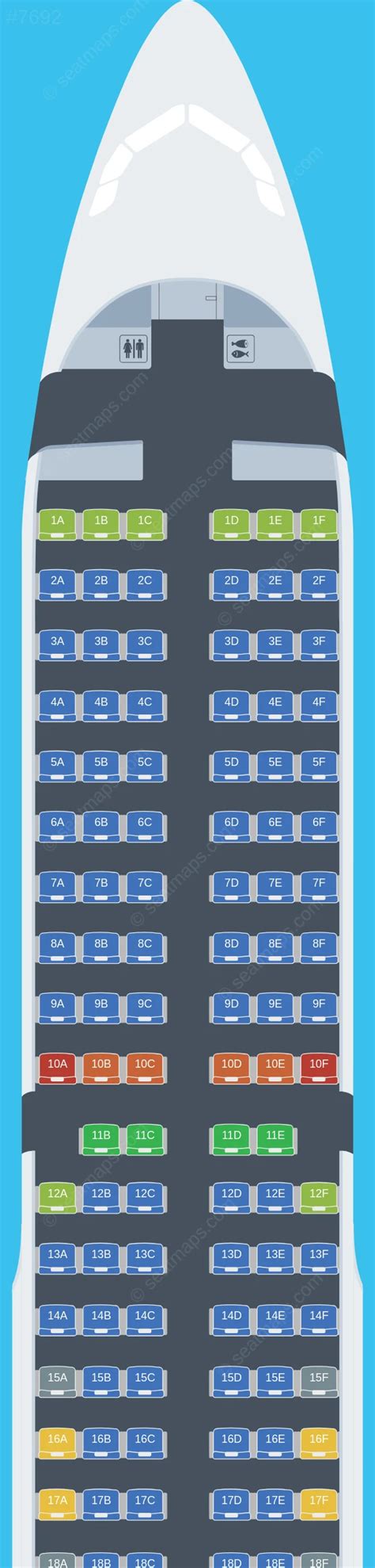 Seat map of Jetstar Airways Airbus A321 aircraft