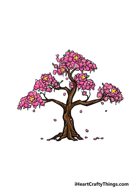 Cherry Blossom Tree Drawing - How To Draw A Cherry Blossom Tree Step By Step