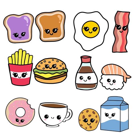 Perfect Match Kawaii Clipart Set PNG Cute Food Clip Art Friendship Best Friend Love Valentine ...