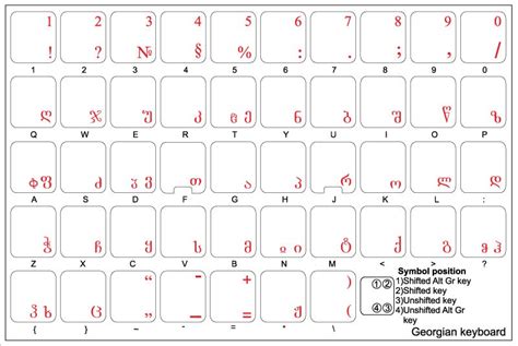 GEORGIAN KEYBOARD STICKER WITH RED LETTERING ON TRANSPARENT BACKGROUND ...