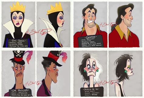 Disney Villain Mugshots Detailing Their Classic Crimes | Disney villains, Disney canvas art ...