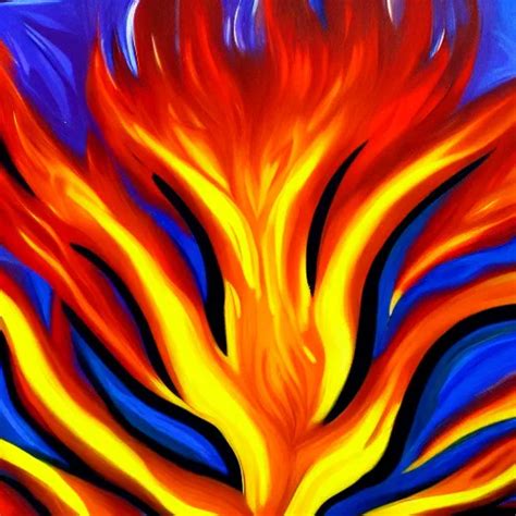 acrylic painting fire flower in sun full range of | Stable Diffusion