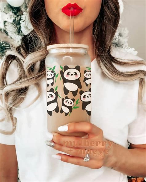 DTF UV Cup Wraps Transfers Libbey 16 Oz Glass Cans Panda Bears Animals ...