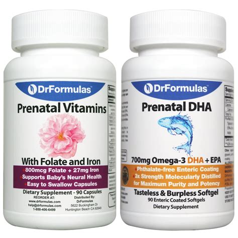 DrFormulas Prenatal Vitamins with DHA, Folate/Folic Acid/Methyfolate a