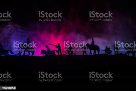 American Civil War Concept Military Silhouettes Fighting Scene On War ...